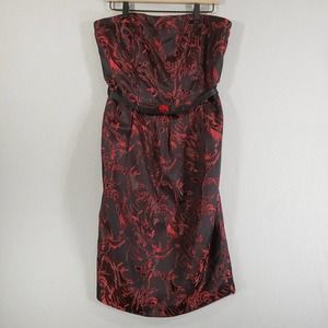 Newport News Dress Womens 12 Black Strapless Sheath Knee Length